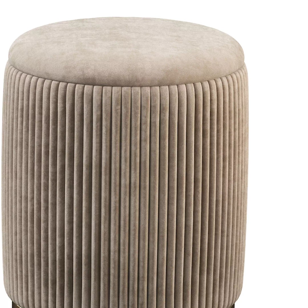 Channeled Grey Storage Ottomans 3D Model – Modern Round Poufs, FBX - View 14