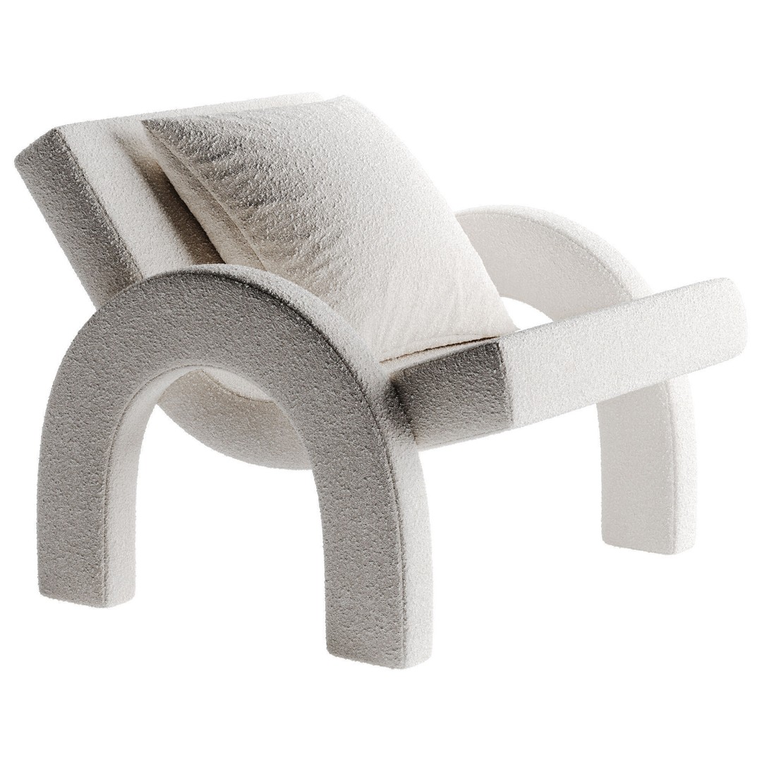 Arco Lounge Chair 3D Model – Low Poly Modern Furniture, OBJ - View 3