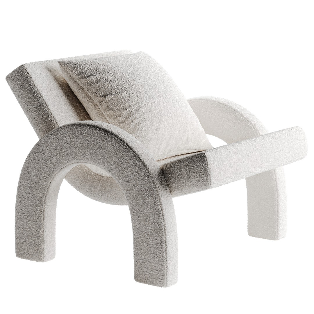 Arco Lounge Chair 3D Model – Low Poly Modern Furniture, OBJ - View 7