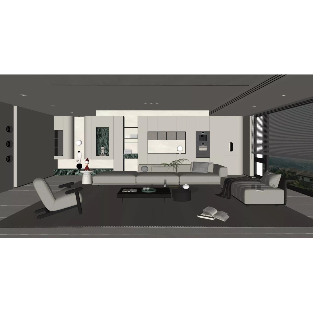 Italian Living Room 3D Model – Modern Interior with Textures & Formats - View 11