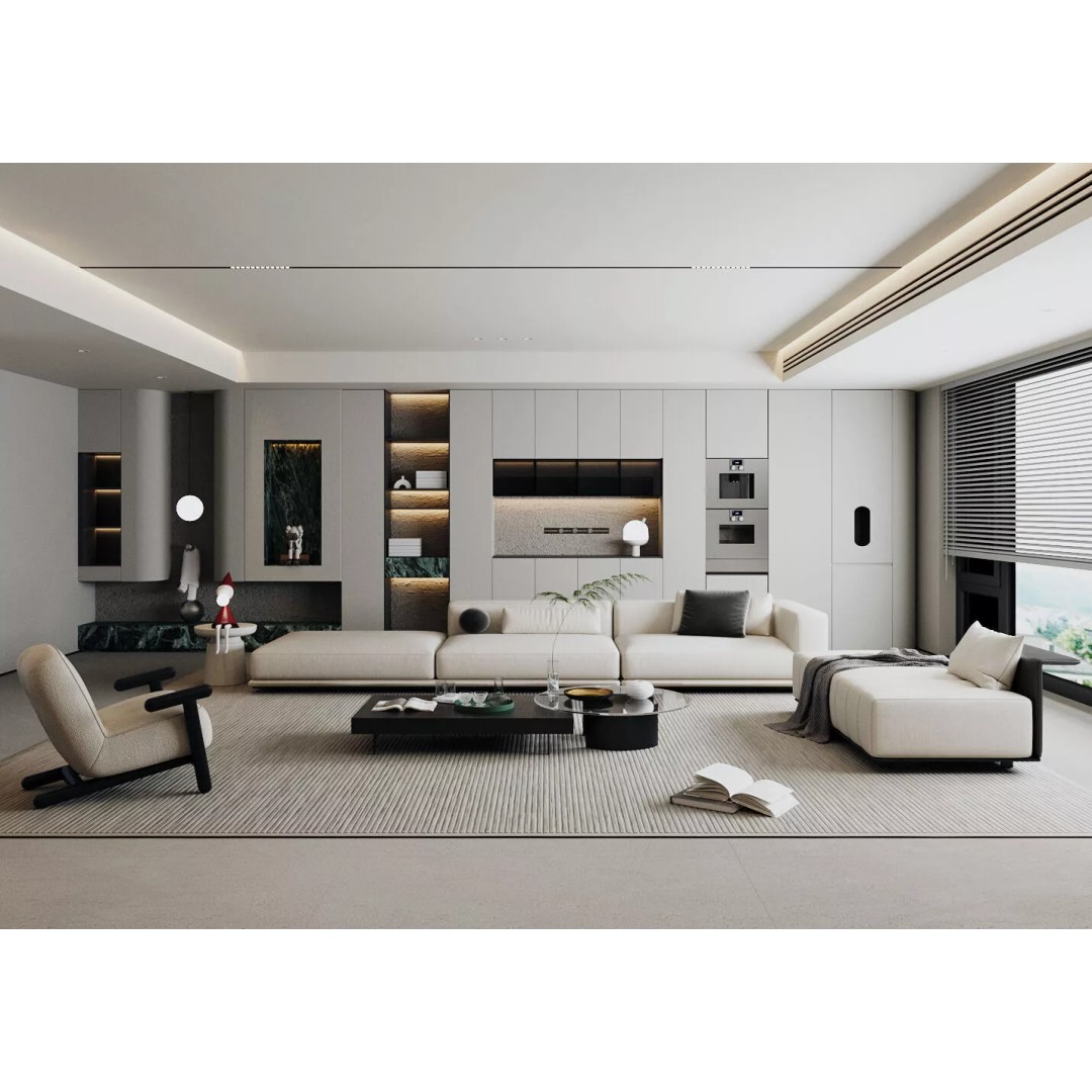 Italian Living Room 3D Model – Modern Interior with Textures & Formats - View 2