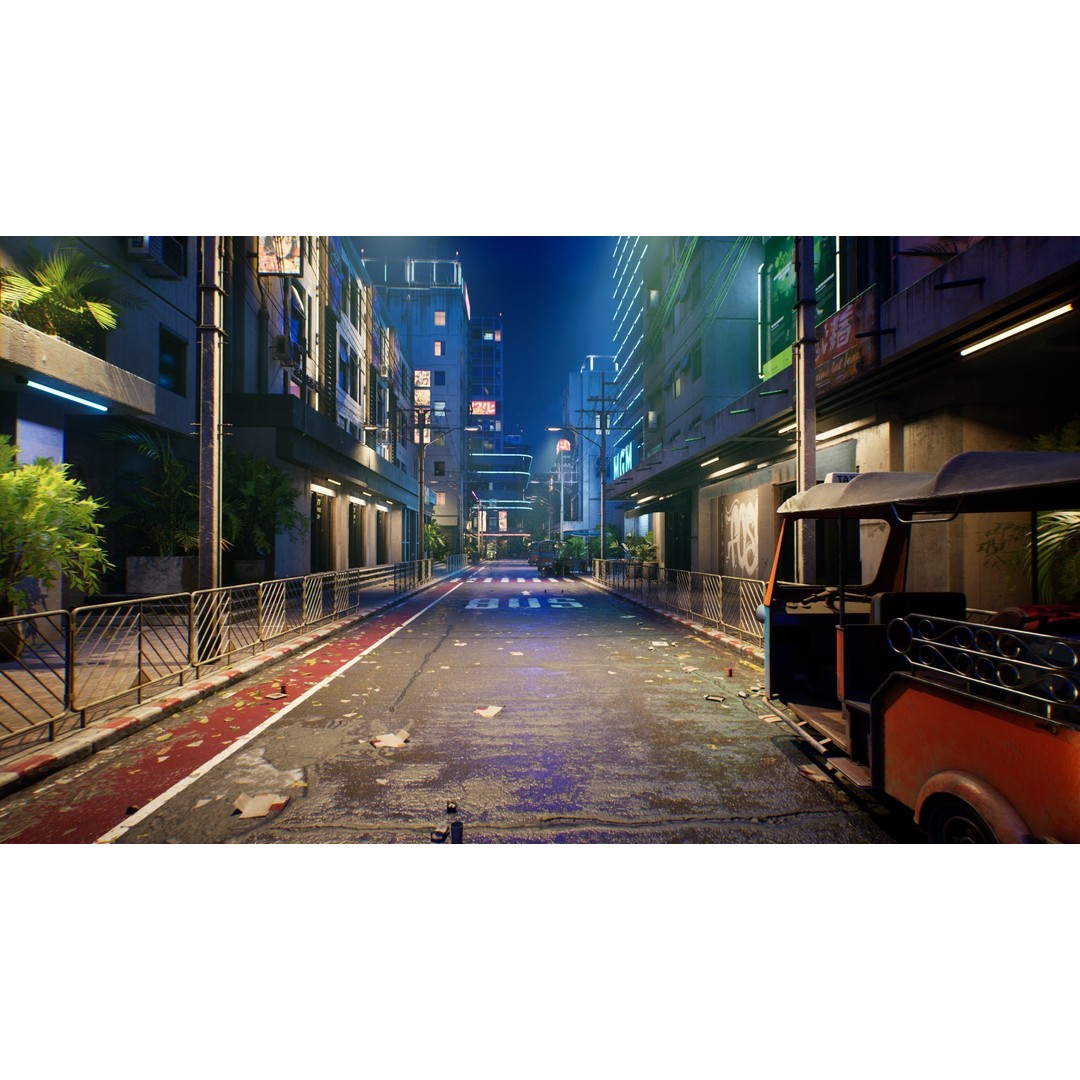 Bangkok Cyberpunk City 3D Model – Low Poly Game Asset for Unreal Engine - View 6