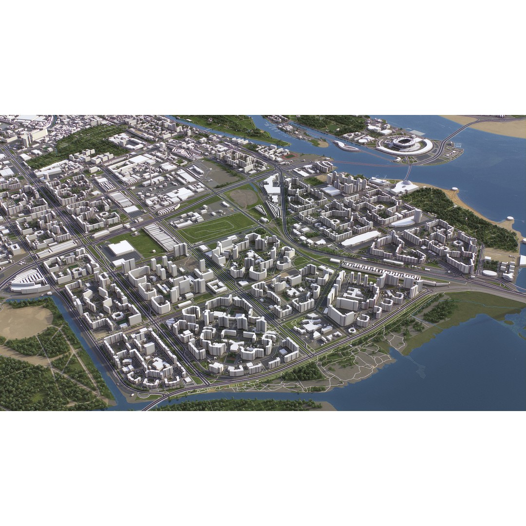 St Petersburg 3D Model – Low Poly Cityscape Asset, FBX, OBJ - View 14
