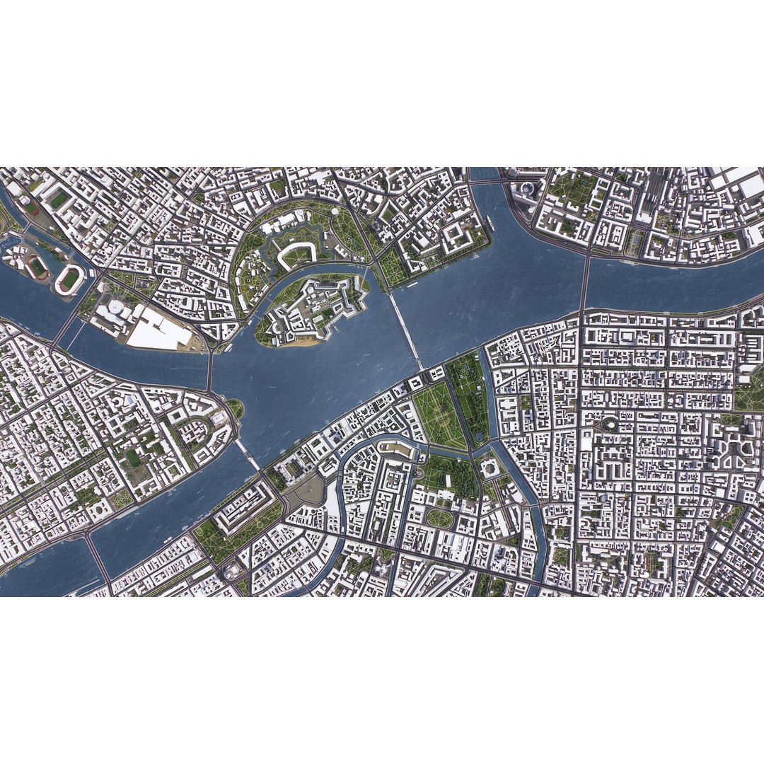 St Petersburg 3D Model – Low Poly Cityscape Asset, FBX, OBJ - View 16