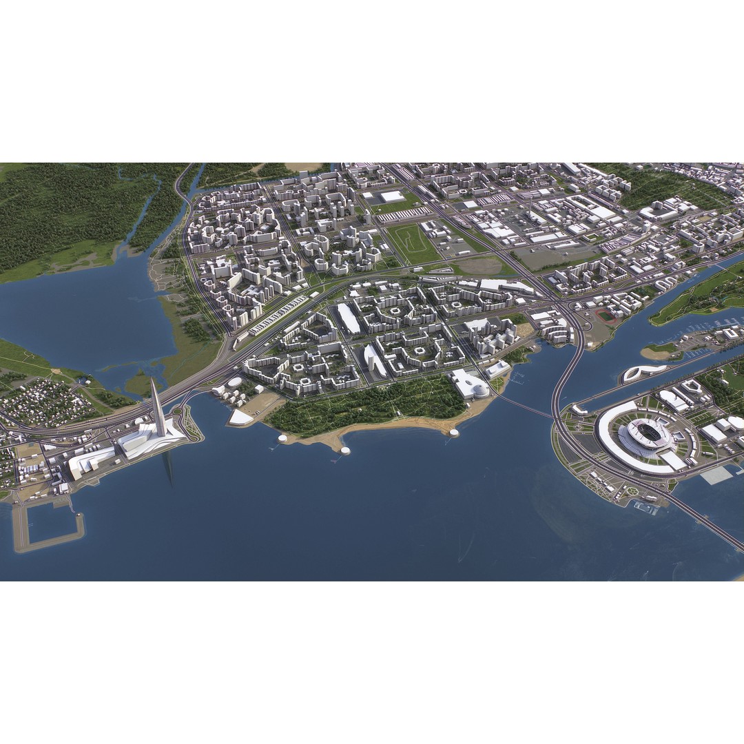 St Petersburg 3D Model – Low Poly Cityscape Asset, FBX, OBJ - View 21