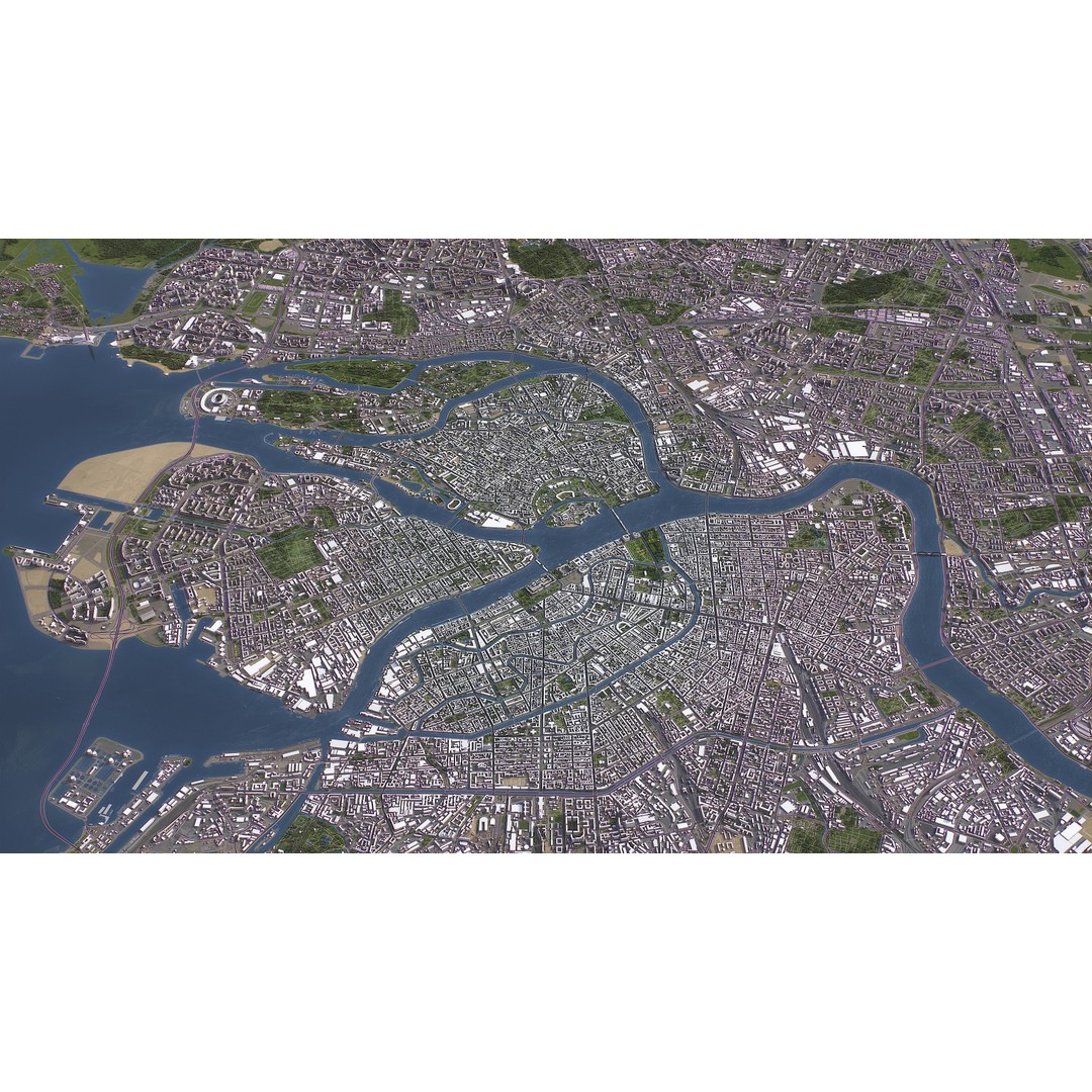 St Petersburg 3D Model – Low Poly Cityscape Asset, FBX, OBJ - View 3