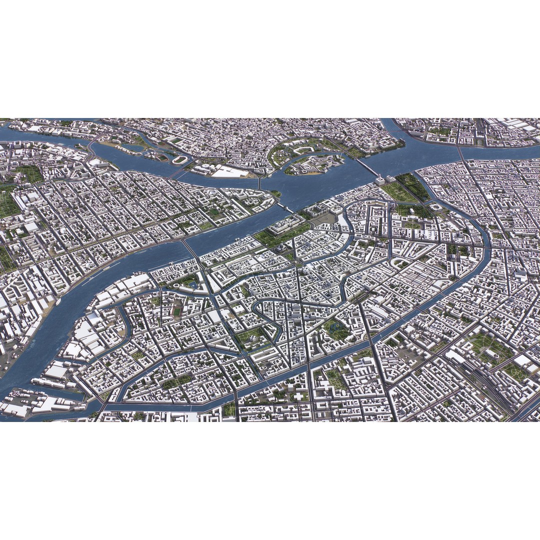 St Petersburg 3D Model – Low Poly Cityscape Asset, FBX, OBJ - View 4