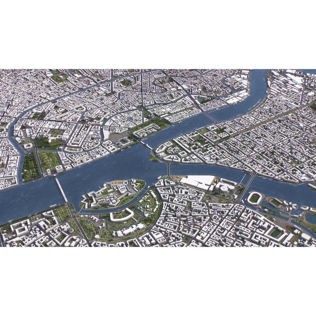 St Petersburg 3D Model – Low Poly Cityscape Asset, FBX, OBJ - View 6