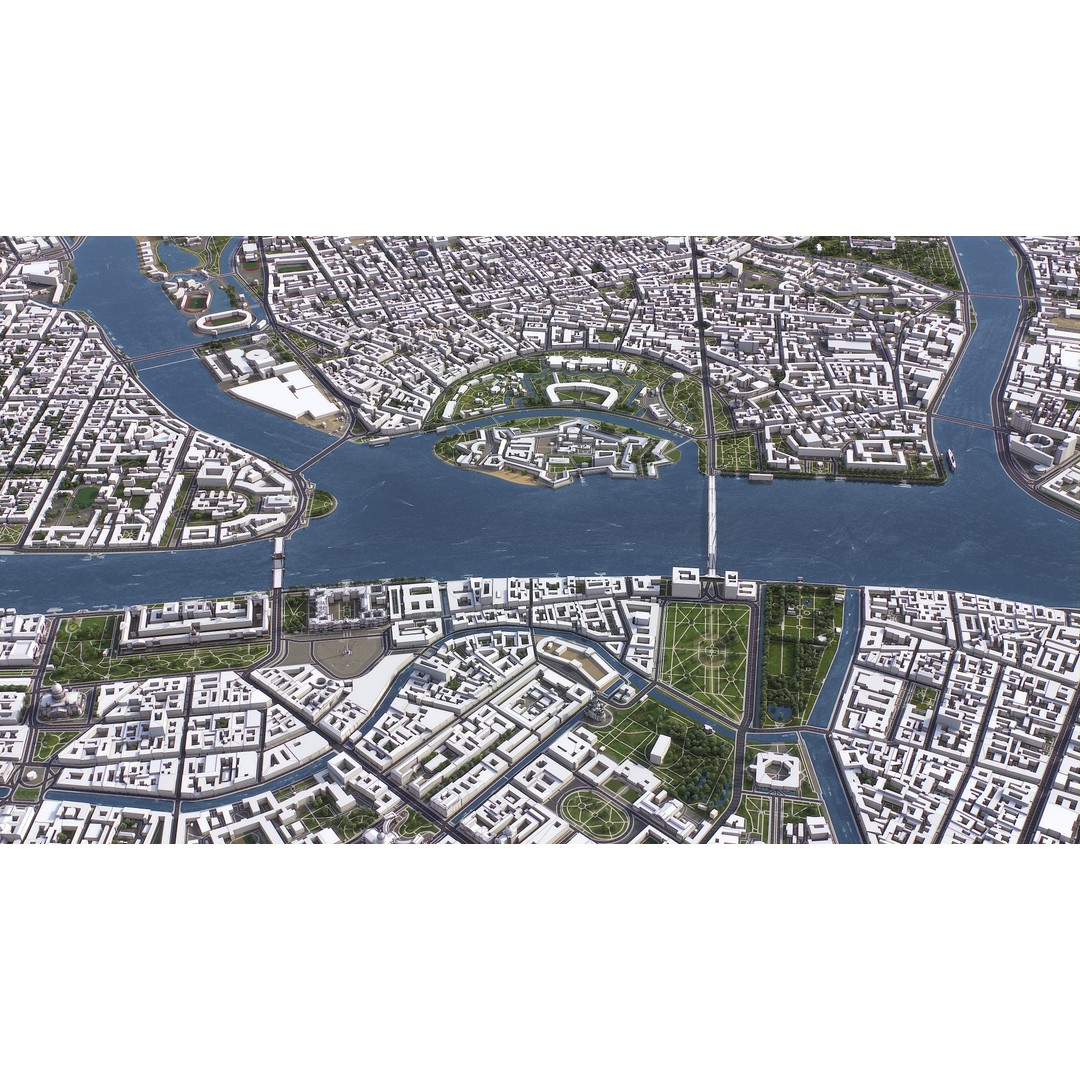 St Petersburg 3D Model – Low Poly Cityscape Asset, FBX, OBJ - View 7