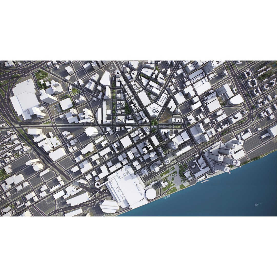 Detroit 3D Model – Low Poly Cityscape Asset, FBX, Game Ready - View 14