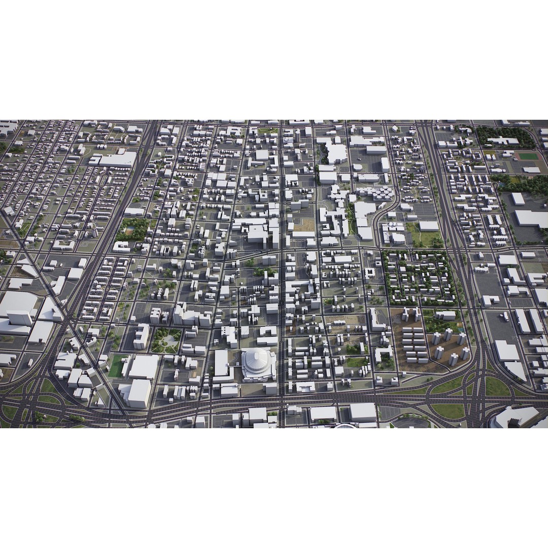 Detroit 3D Model – Low Poly Cityscape Asset, FBX, Game Ready - View 18