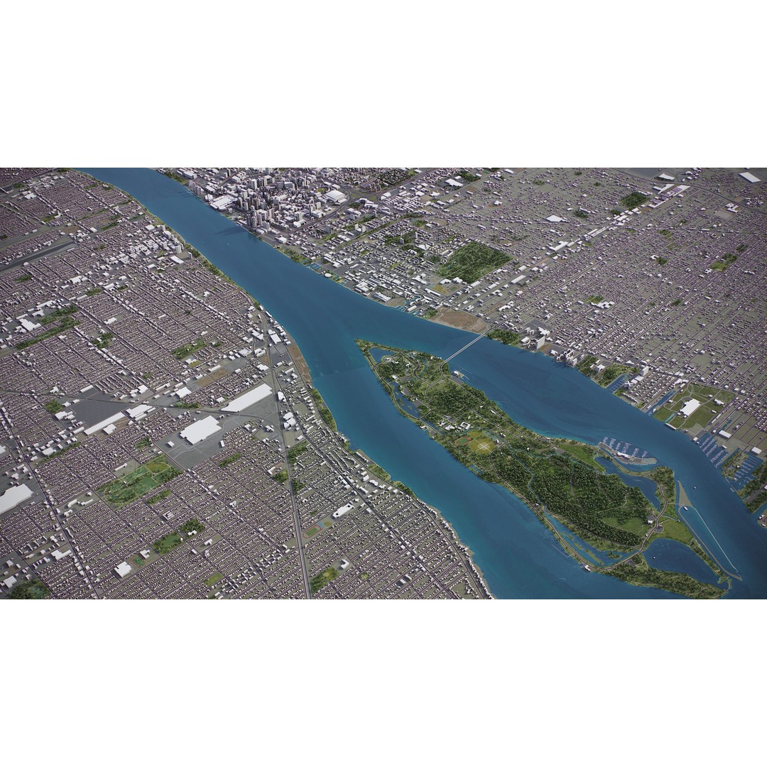 Detroit 3D Model – Low Poly Cityscape Asset, FBX, Game Ready - View 20