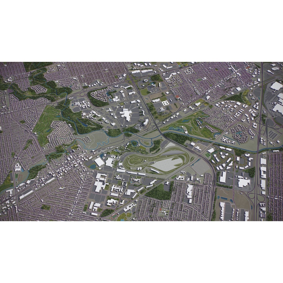 Detroit 3D Model – Low Poly Cityscape Asset, FBX, Game Ready - View 25