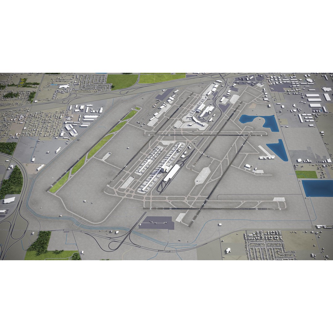 Detroit 3D Model – Low Poly Cityscape Asset, FBX, Game Ready - View 29