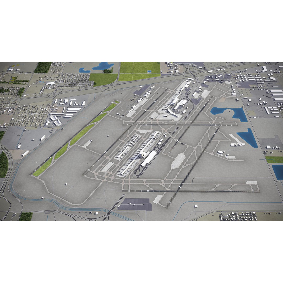 Detroit 3D Model – Low Poly Cityscape Asset, FBX, Game Ready - View 34