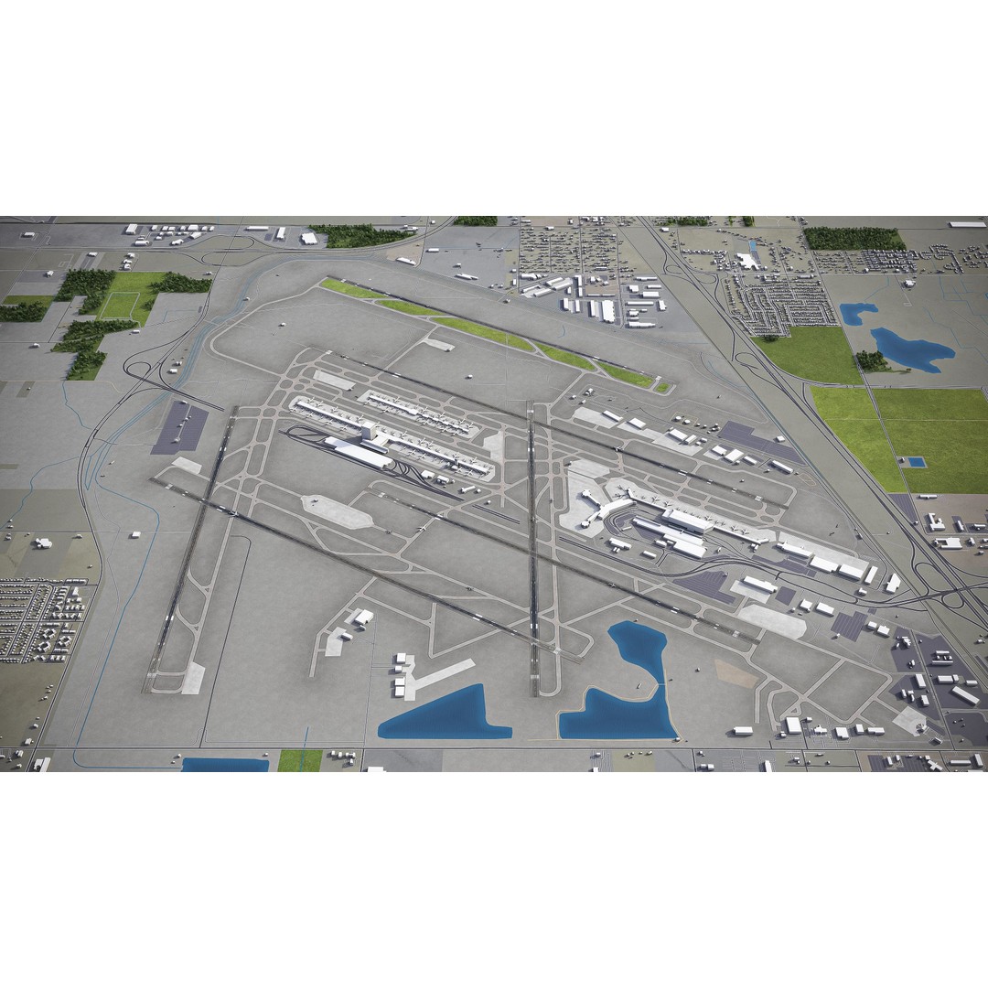 Detroit 3D Model – Low Poly Cityscape Asset, FBX, Game Ready - View 35