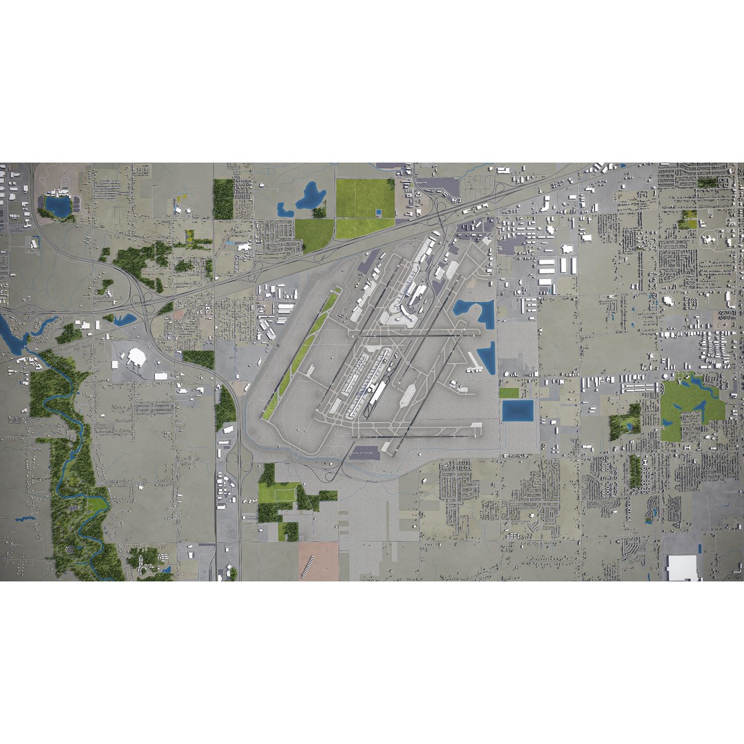 Detroit 3D Model – Low Poly Cityscape Asset, FBX, Game Ready - View 39