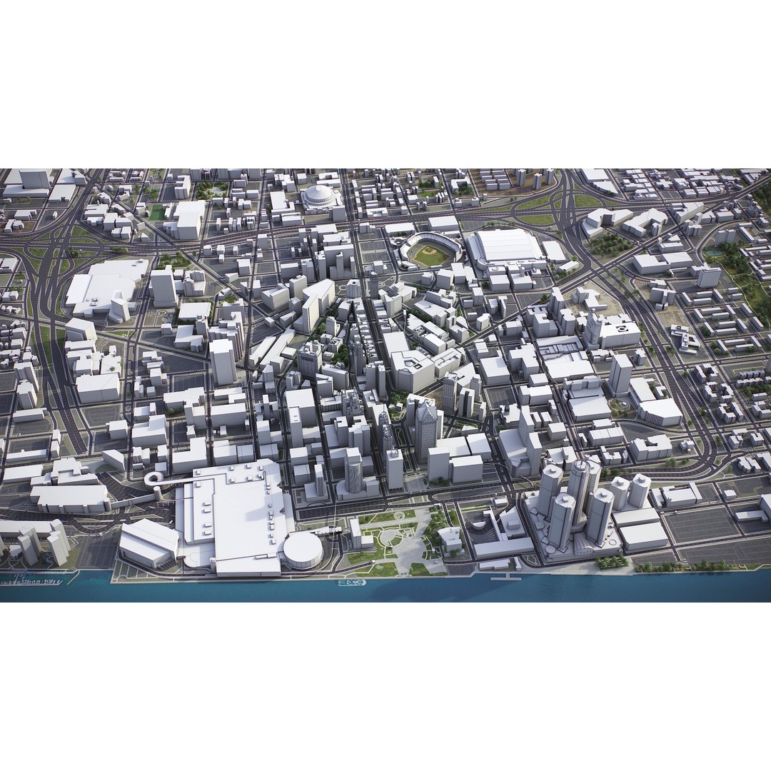 Detroit 3D Model – Low Poly Cityscape Asset, FBX, Game Ready - View 5