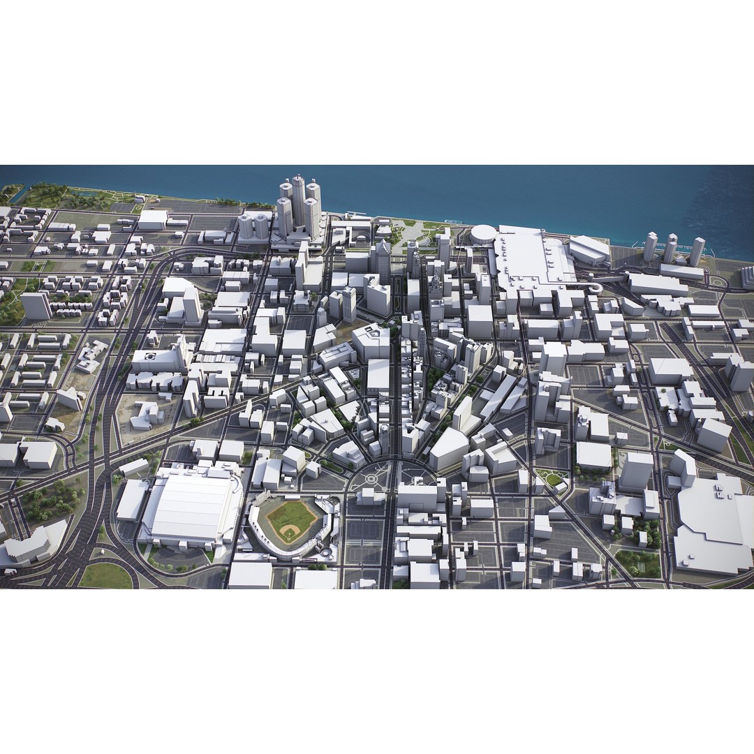 Detroit 3D Model – Low Poly Cityscape Asset, FBX, Game Ready - View 6