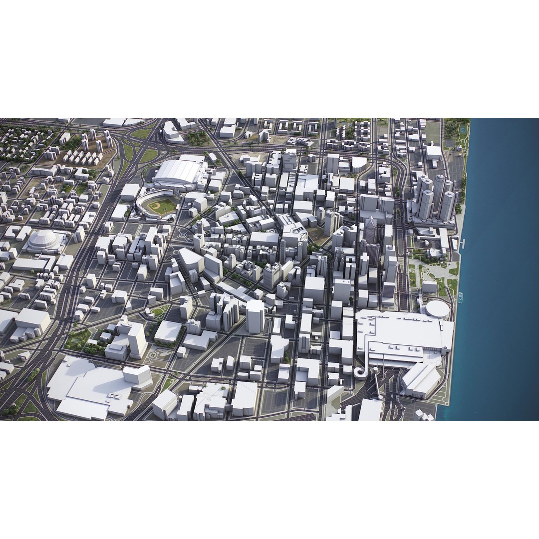 Detroit 3D Model – Low Poly Cityscape Asset, FBX, Game Ready - View 7