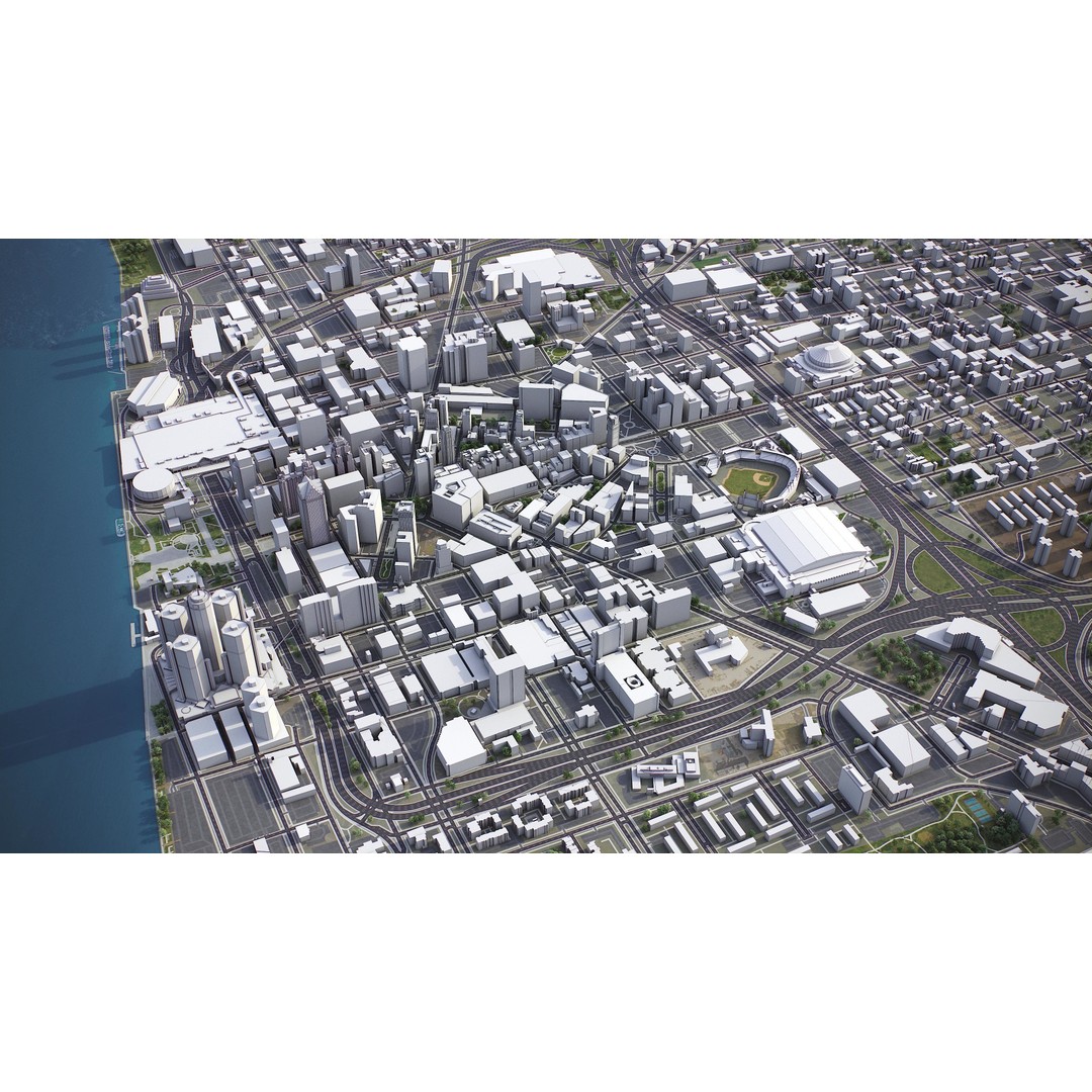 Detroit 3D Model – Low Poly Cityscape Asset, FBX, Game Ready - View 8