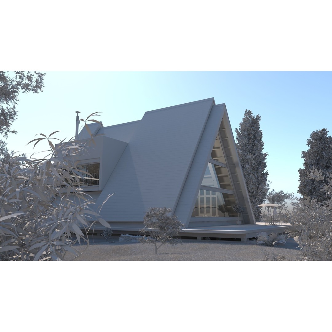 Forest House 3D Model – Villa Exterior Scene, Game-Ready FBX - View 11