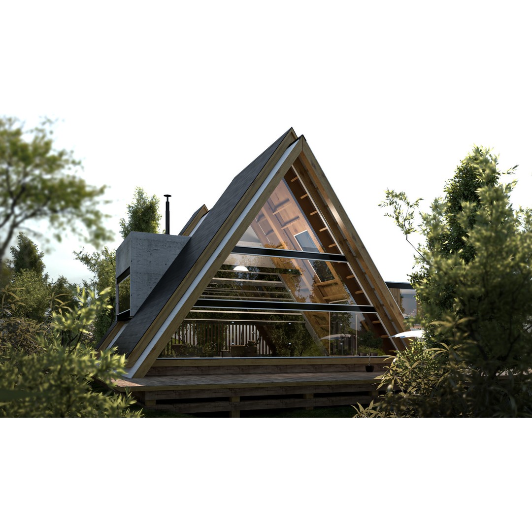 Forest House 3D Model – Villa Exterior Scene, Game-Ready FBX - View 4