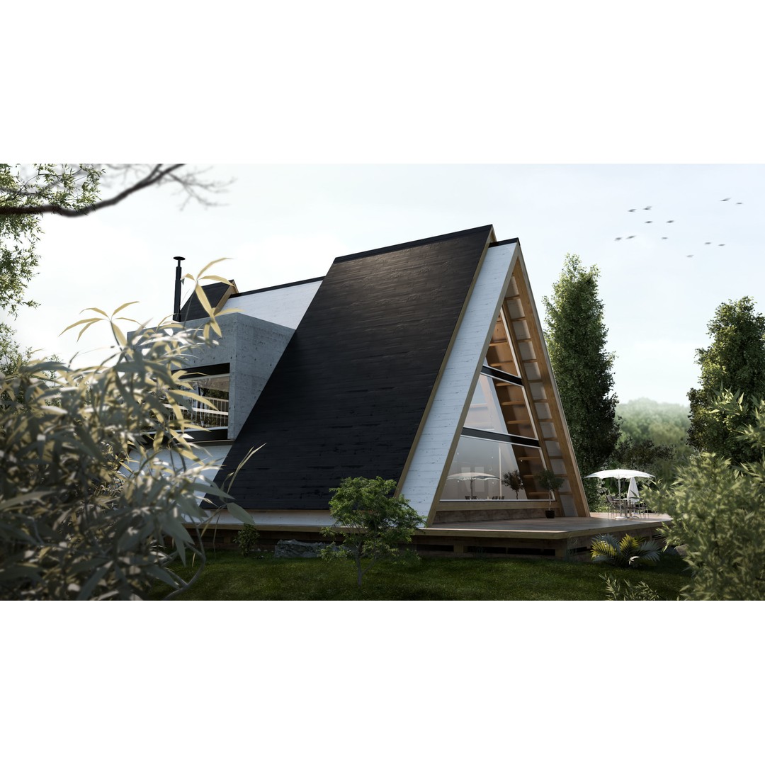 Forest House 3D Model – Villa Exterior Scene, Game-Ready FBX - View 6