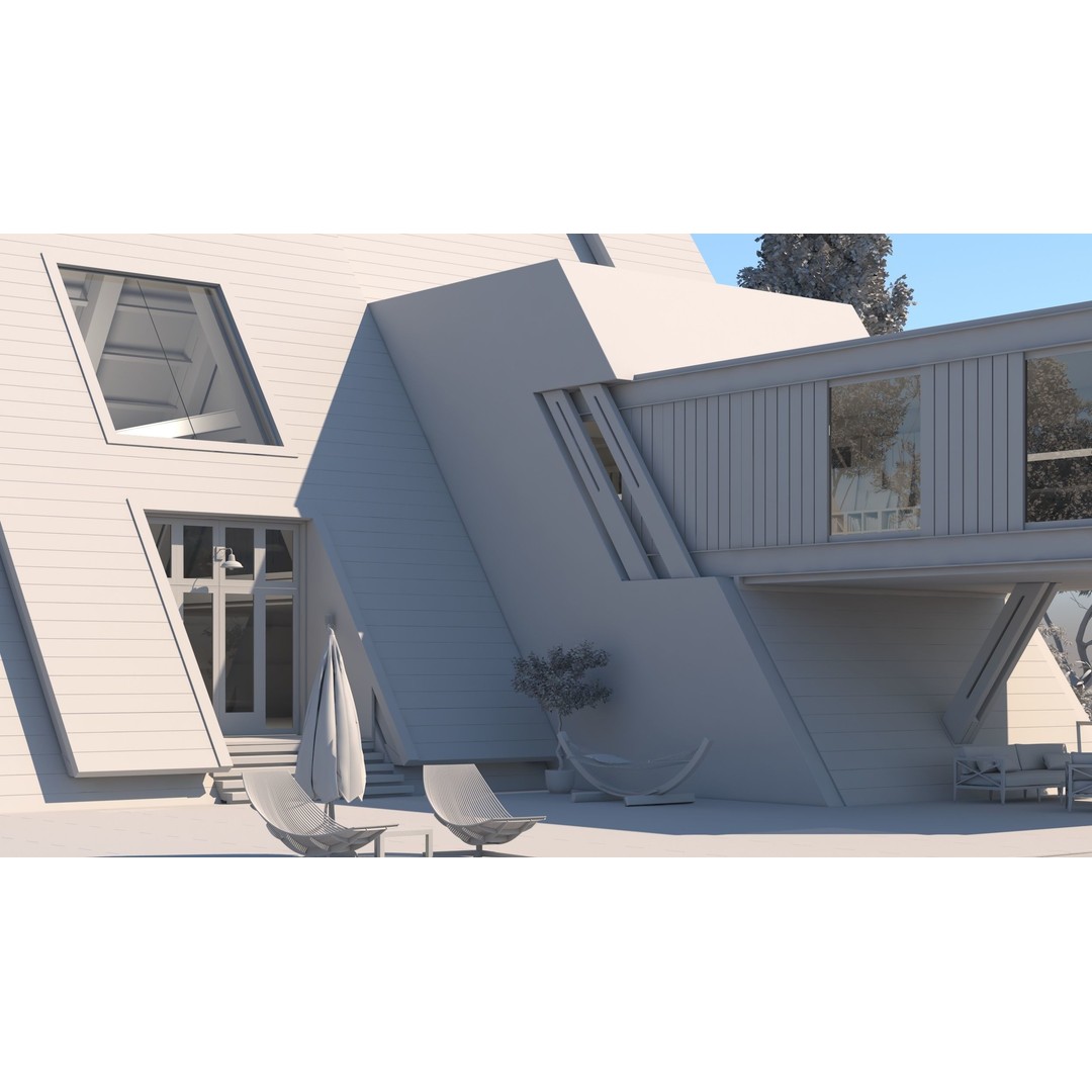 Forest House 3D Model – Villa Exterior Scene, Game-Ready FBX - View 8