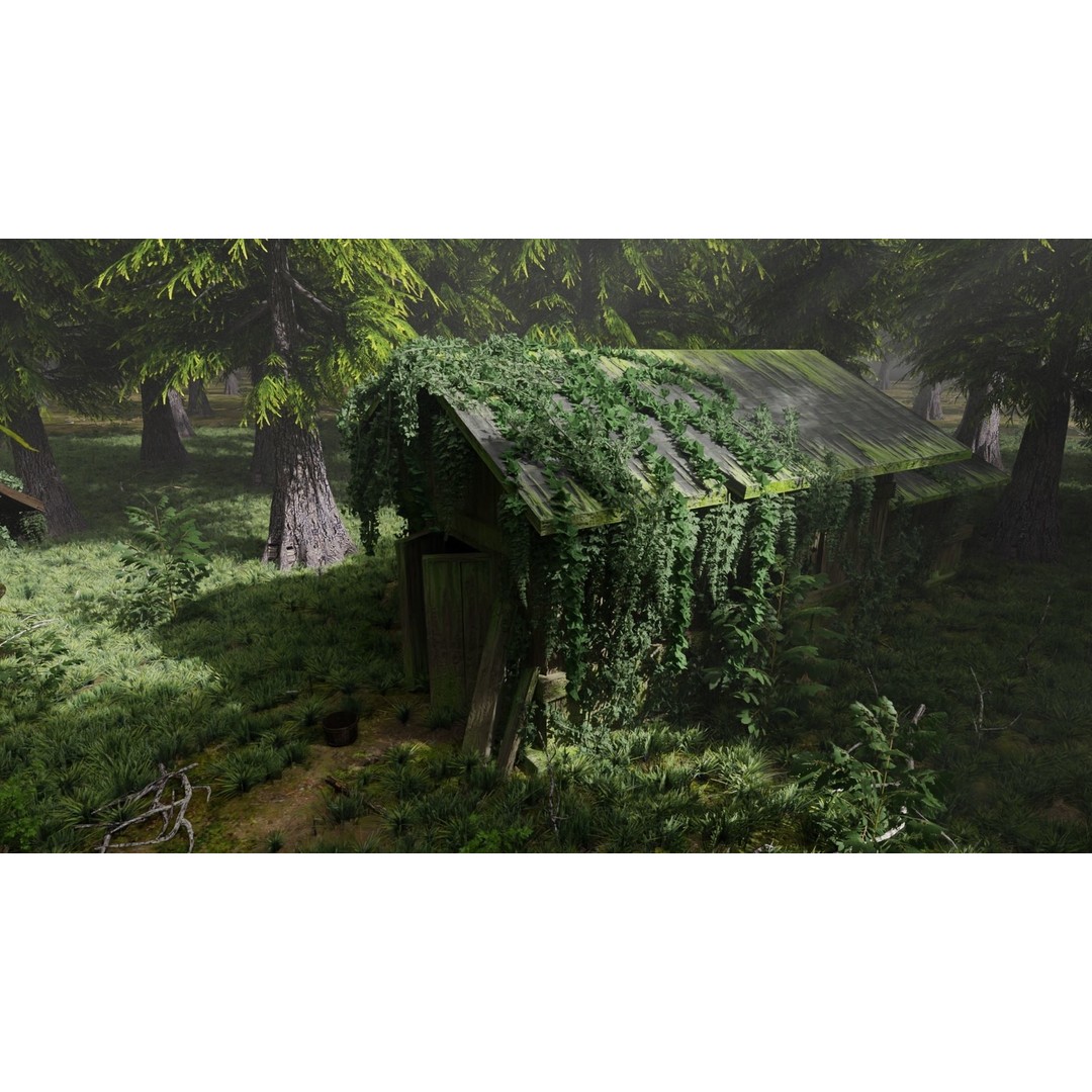 Abandoned Shack 3D Model – High Poly Forest Scene, Blender, FBX, OBJ - View 3