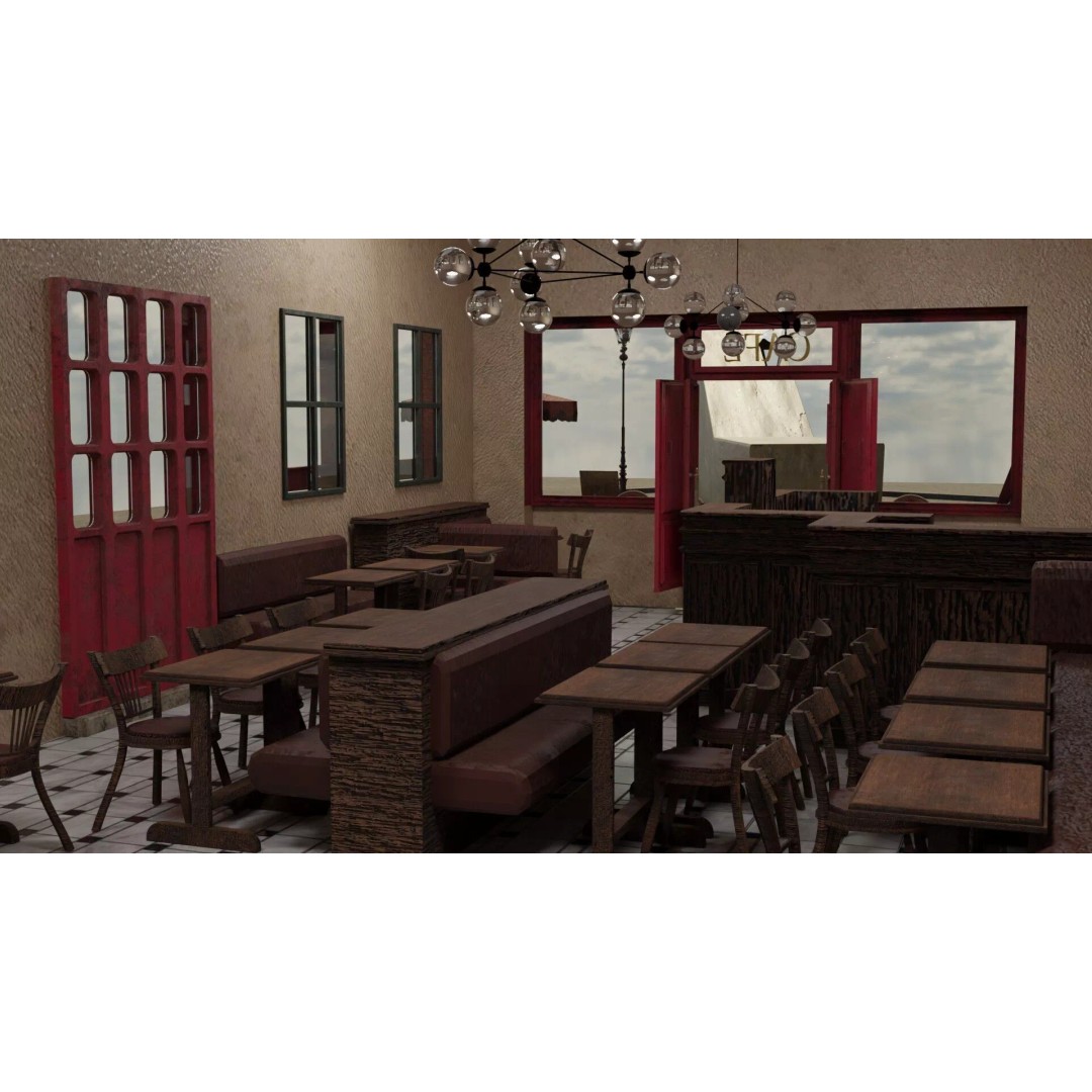 Le Consulat Paris Restaurant 3D Model – Realistic Street Scene, FBX, PBR - View 13