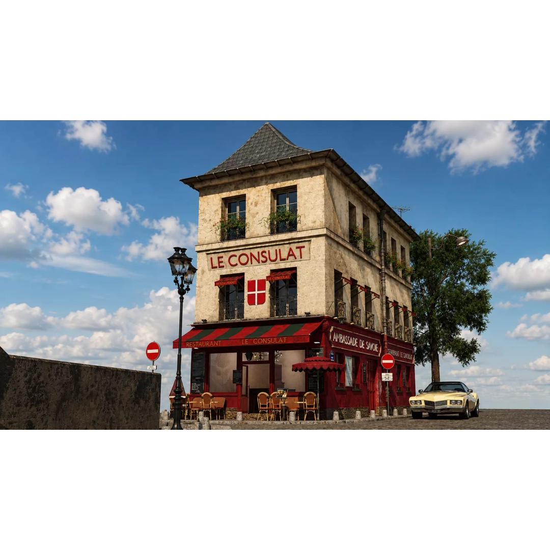 Le Consulat Paris Restaurant 3D Model – Realistic Street Scene, FBX, PBR - View 2