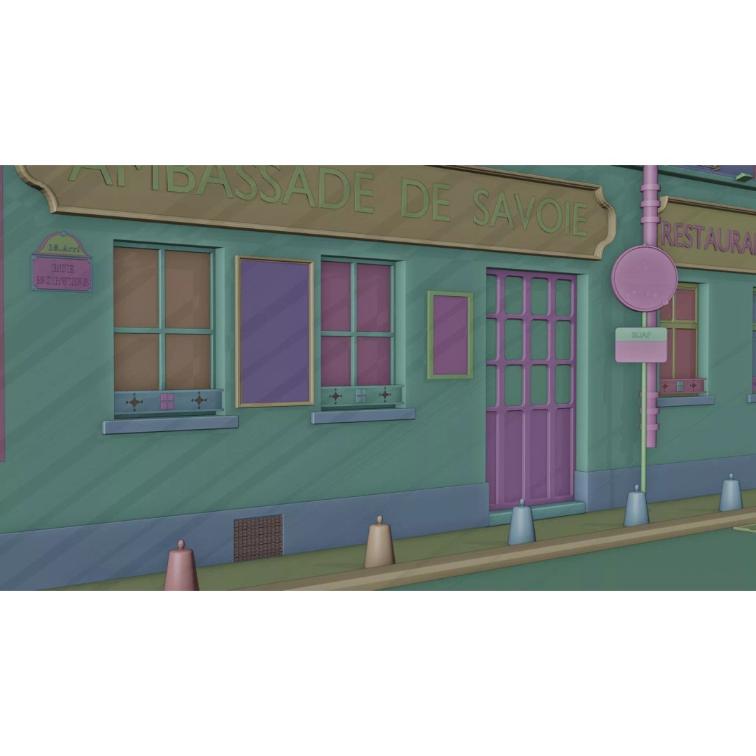 Le Consulat Paris Restaurant 3D Model – Realistic Street Scene, FBX, PBR - View 20