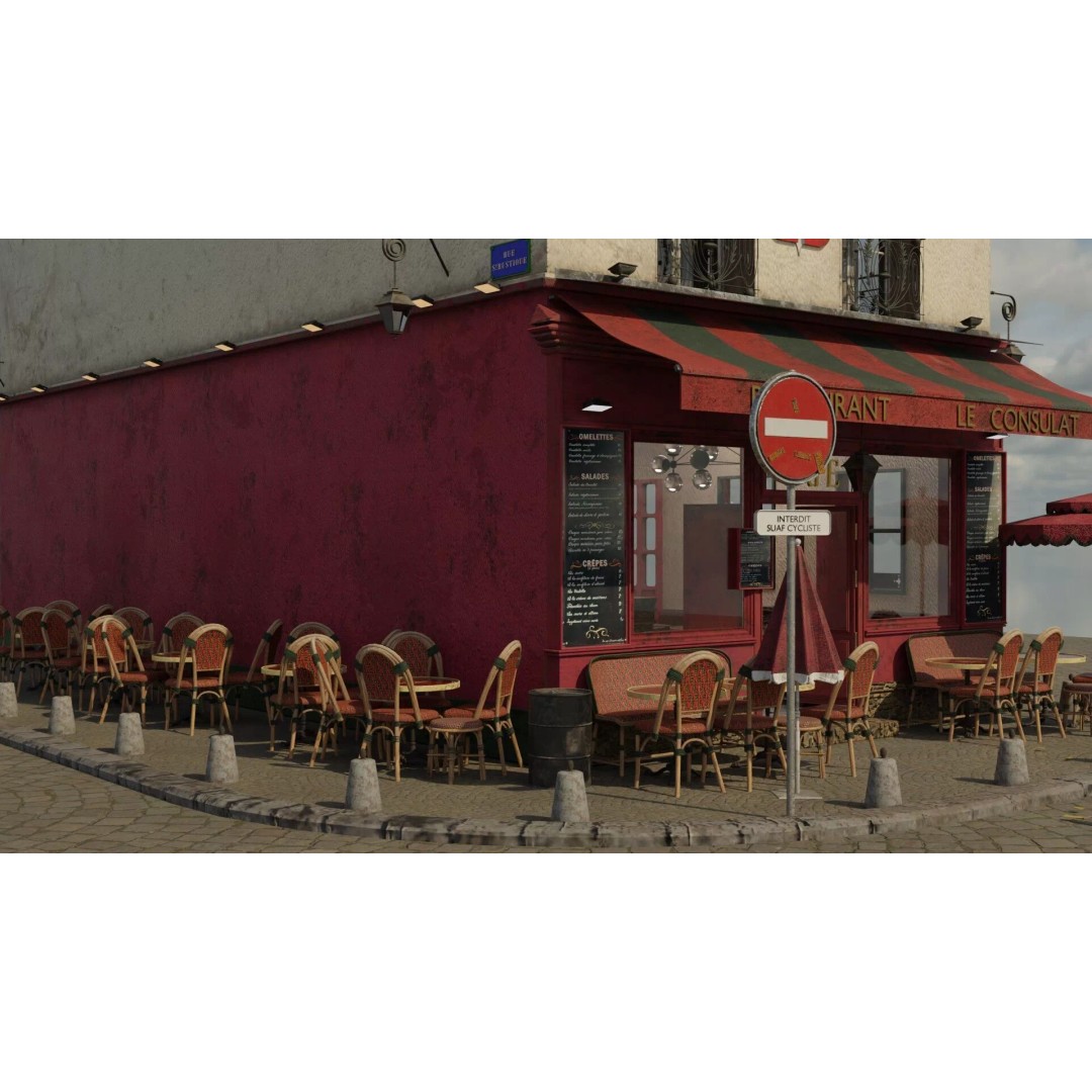 Le Consulat Paris Restaurant 3D Model – Realistic Street Scene, FBX, PBR - View 25