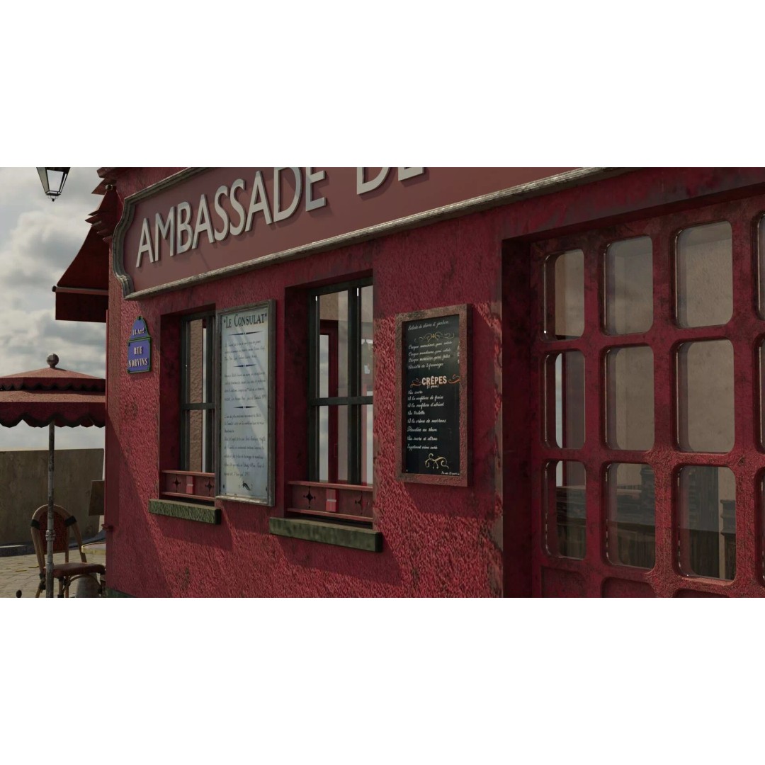 Le Consulat Paris Restaurant 3D Model – Realistic Street Scene, FBX, PBR - View 31