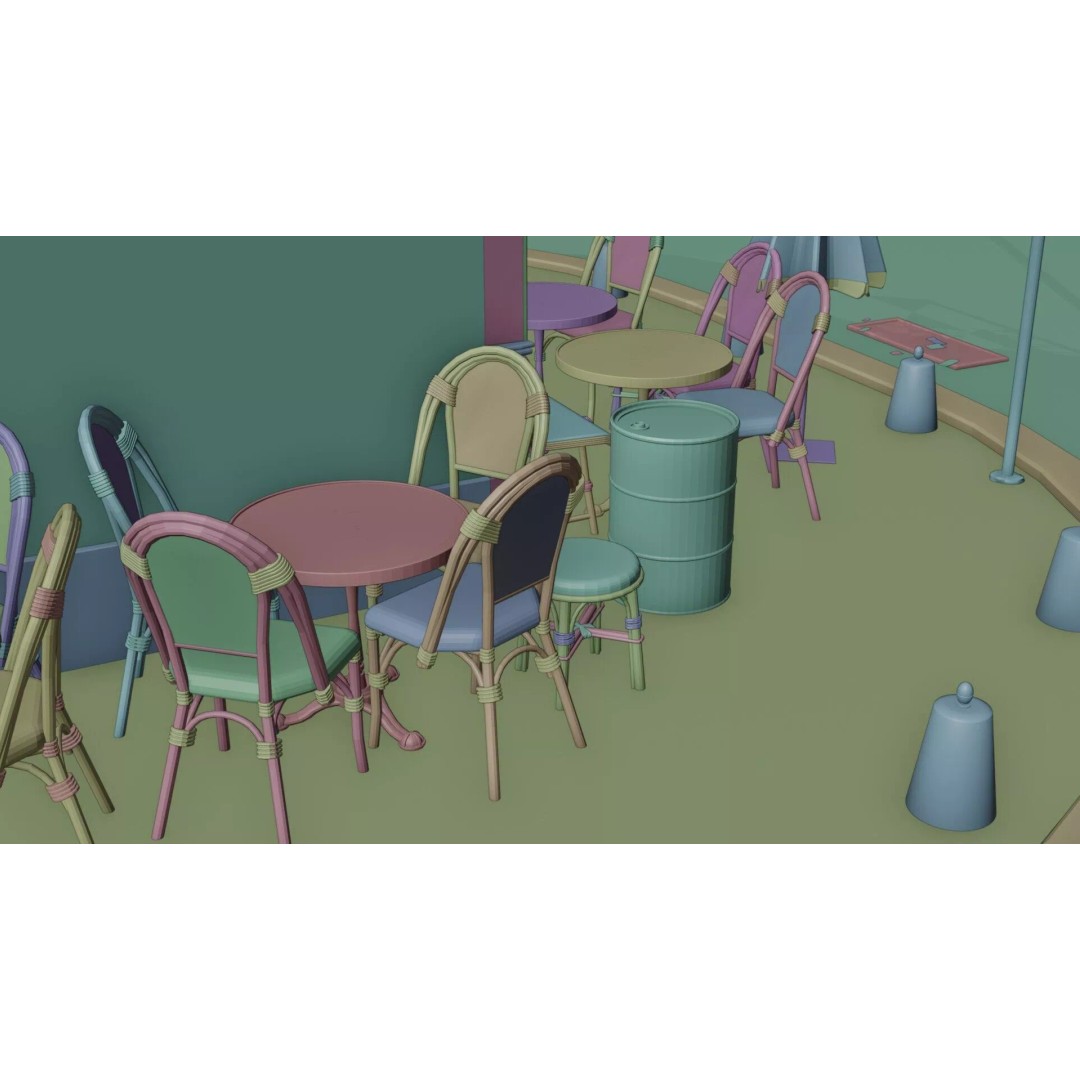 Le Consulat Paris Restaurant 3D Model – Realistic Street Scene, FBX, PBR - View 36