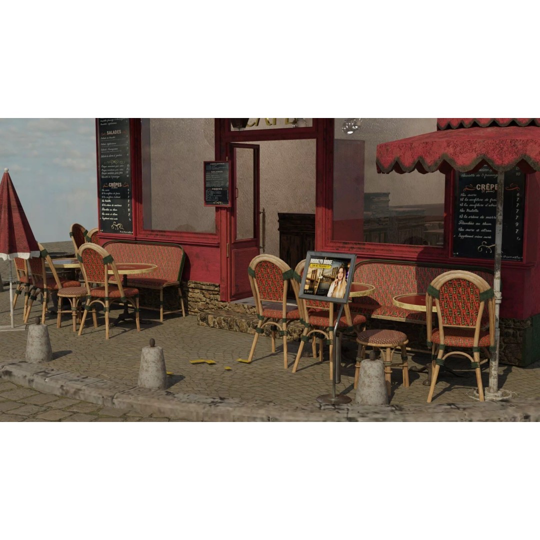 Le Consulat Paris Restaurant 3D Model – Realistic Street Scene, FBX, PBR - View 37