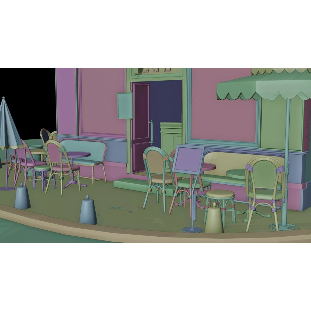 Le Consulat Paris Restaurant 3D Model – Realistic Street Scene, FBX, PBR - View 38