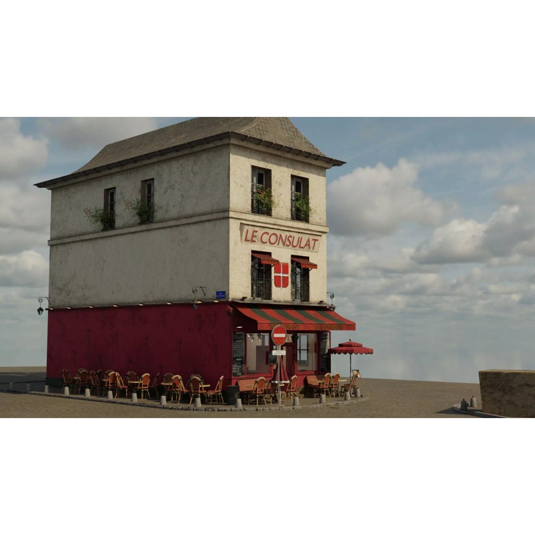 Le Consulat Paris Restaurant 3D Model – Realistic Street Scene, FBX, PBR - View 39