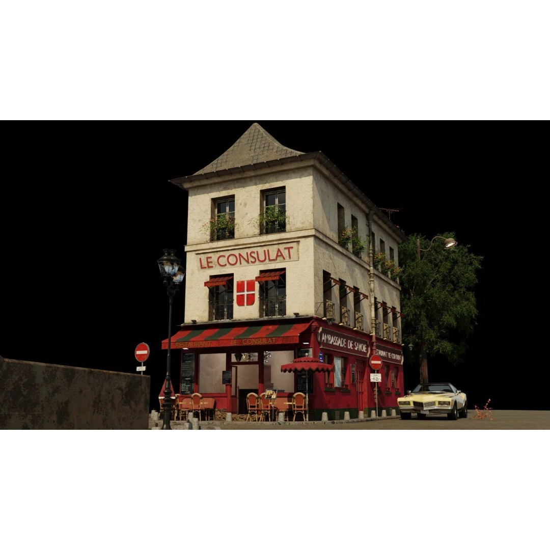 Le Consulat Paris Restaurant 3D Model – Realistic Street Scene, FBX, PBR - View 4