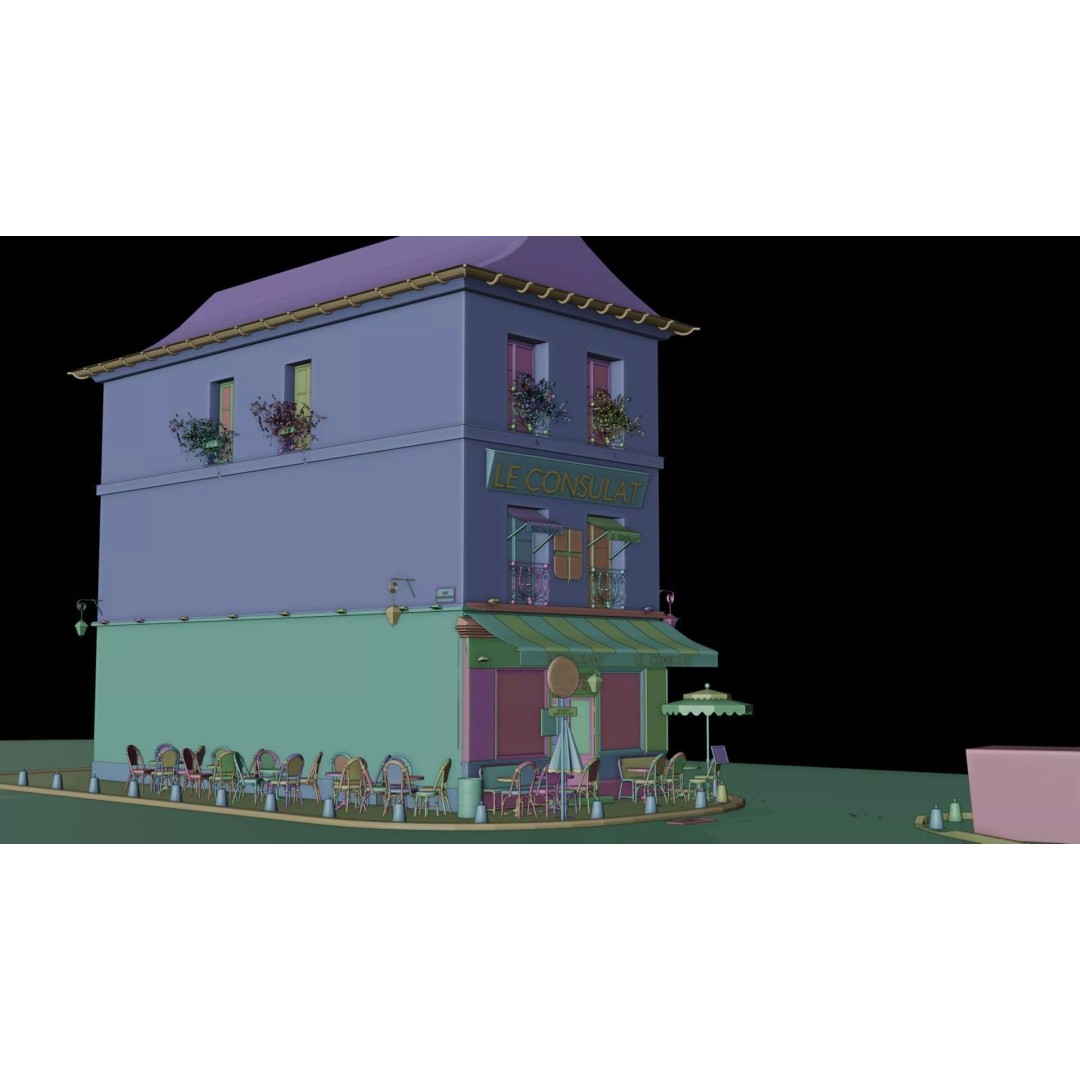 Le Consulat Paris Restaurant 3D Model – Realistic Street Scene, FBX, PBR - View 40