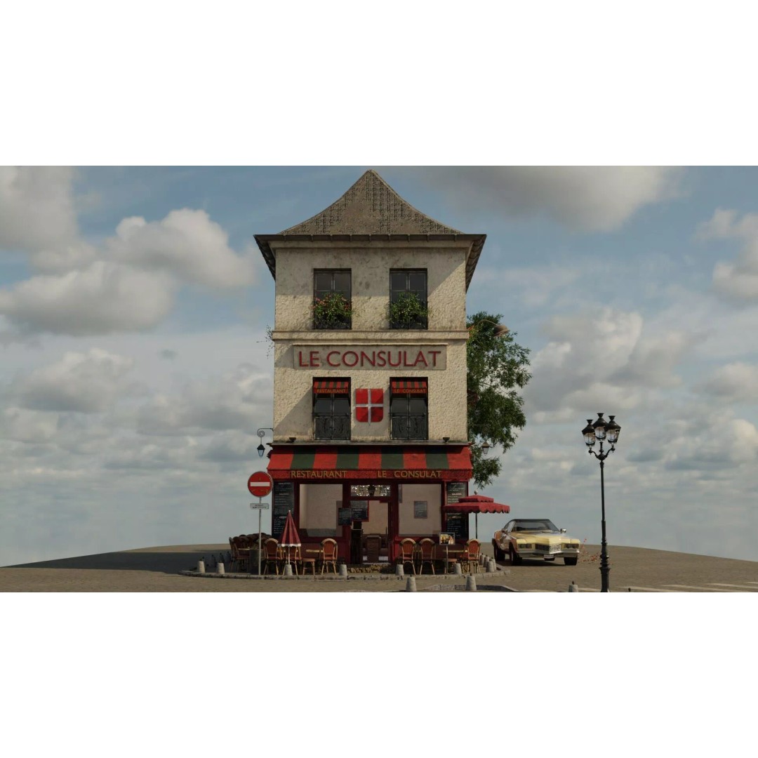 Le Consulat Paris Restaurant 3D Model – Realistic Street Scene, FBX, PBR - View 41
