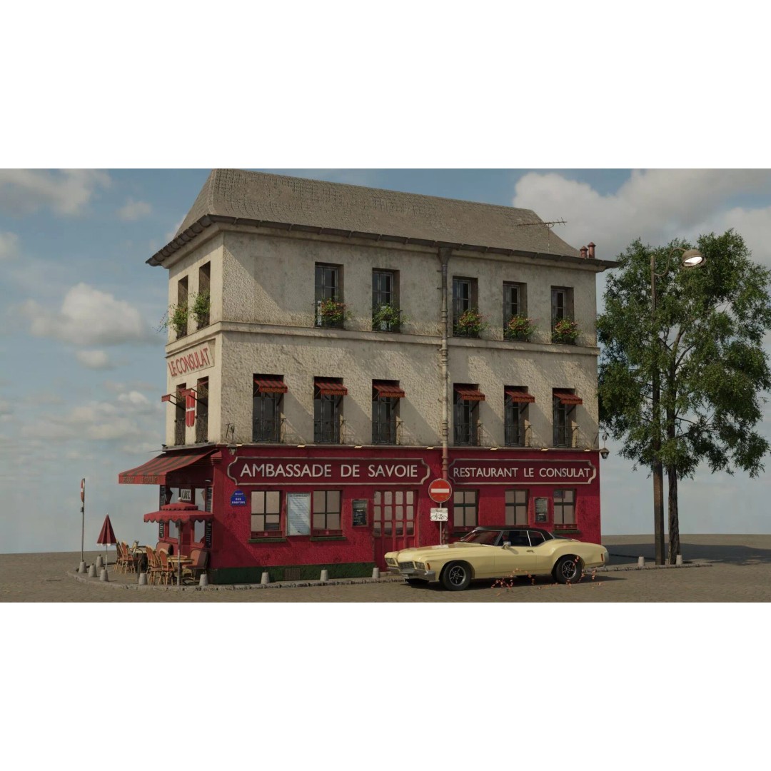 Le Consulat Paris Restaurant 3D Model – Realistic Street Scene, FBX, PBR - View 45