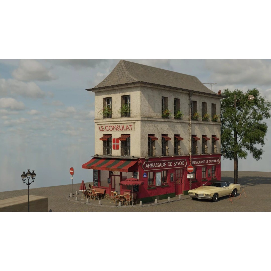 Le Consulat Paris Restaurant 3D Model – Realistic Street Scene, FBX, PBR - View 46