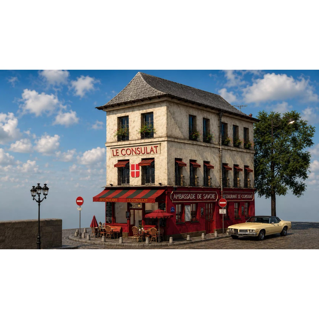 Le Consulat Paris Restaurant 3D Model – Realistic Street Scene, FBX, PBR - View 5