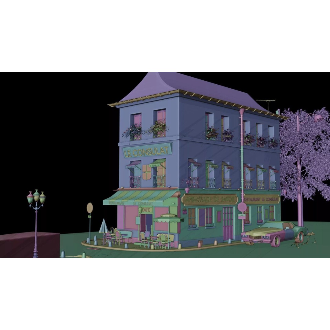 Le Consulat Paris Restaurant 3D Model – Realistic Street Scene, FBX, PBR - View 6