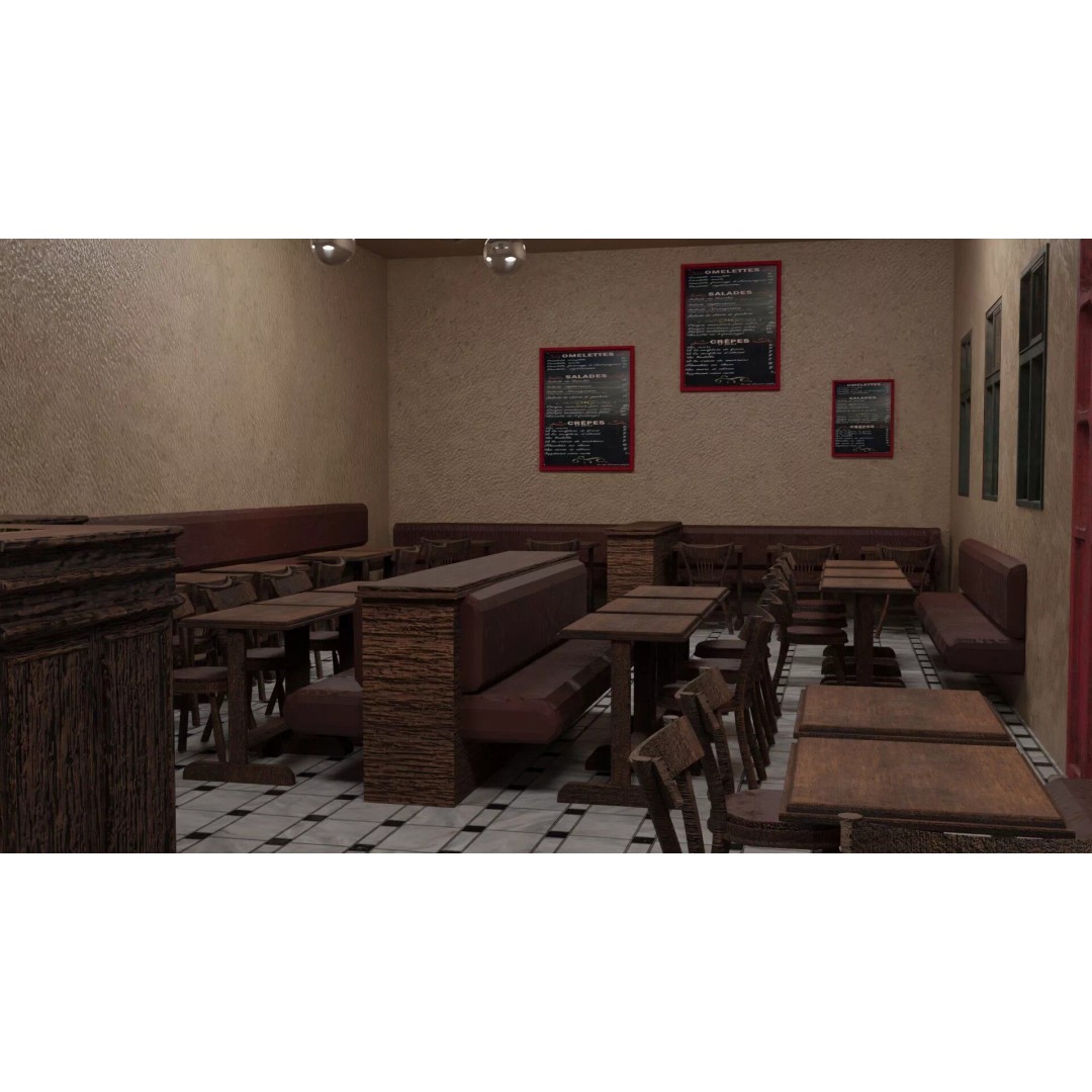 Le Consulat Paris Restaurant 3D Model – Realistic Street Scene, FBX, PBR - View 9