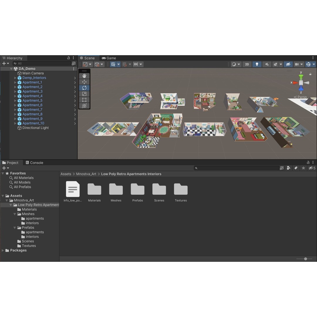 Low Poly Retro Apartments 3D Model – Game Ready Interior Pack, FBX