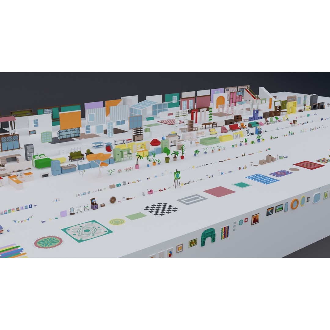 Low Poly Retro Apartments 3D Model – Game Ready Interior Pack, FBX - View 29