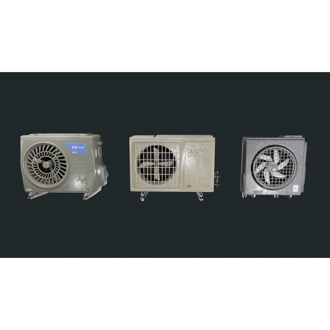 Air Conditioner 3D Model – Low Poly PBR Asset, FBX, Blender - View 4
